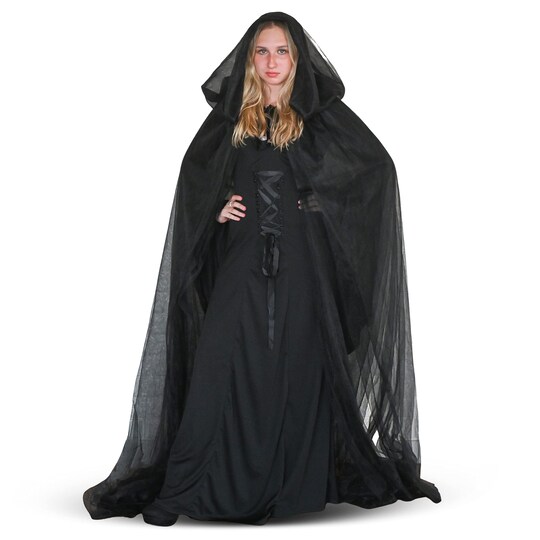black hooded dress costume Deluxe Hooded Robe Adult Costume (Black) Large